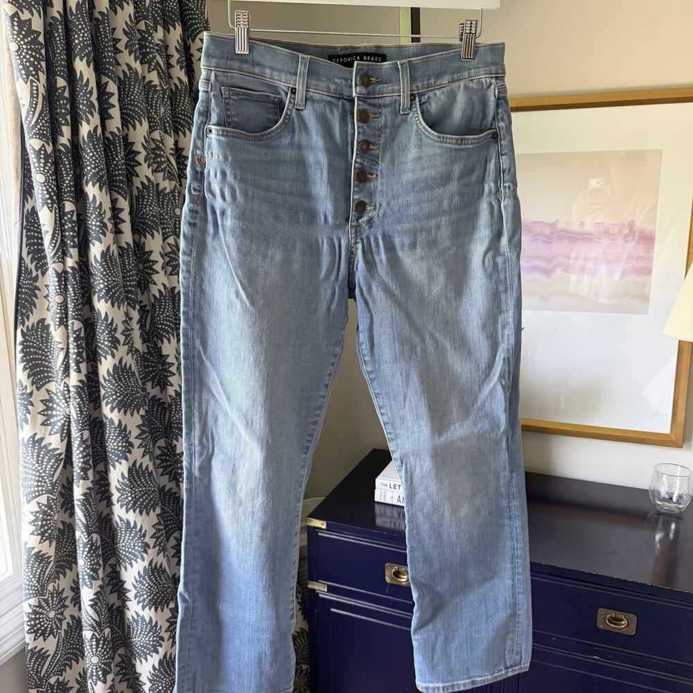 Veronica Beard Jeans Size 30 / 10 Light Wash Carly Kick Flare High Rise